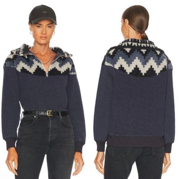 The Great Navy Canyon Geo Sherpa Fleece Half Zip Pullover Sweater Size Small - Picture 1 of 12
